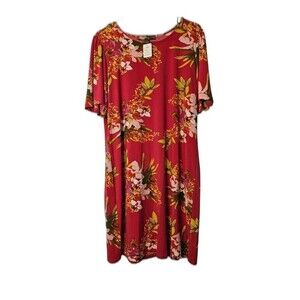 Alexandra + Oak Dress Womens Large Pink Green Floral Stretch Knee- ITEM #2686